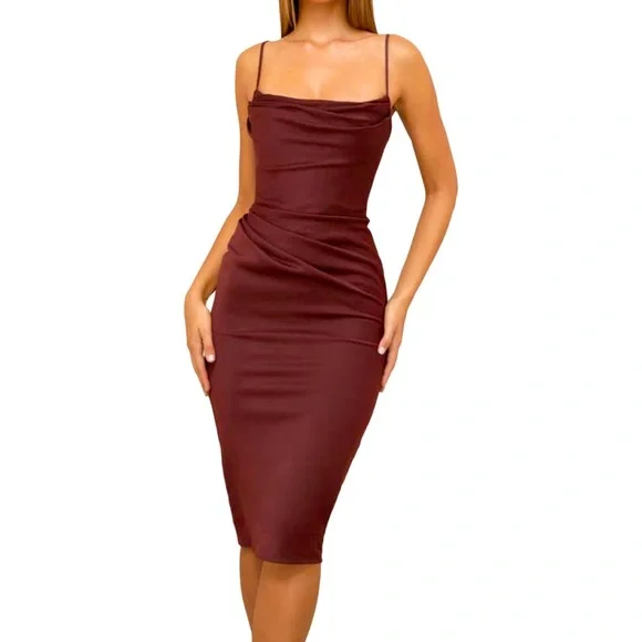 House of CB | Dresses | House Of Cb Anja Satin Corset Midi Dress Size Small  Euc | Poshmark